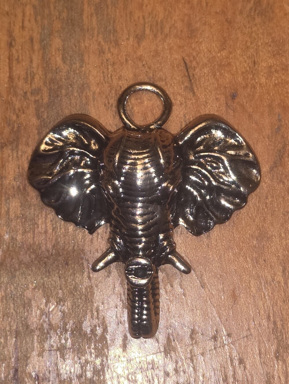 Elephant Pendant With Trunk Raised No Chain